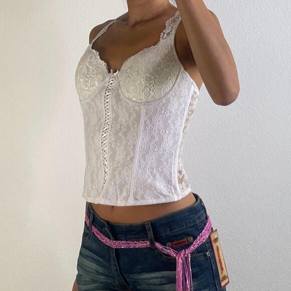 White Lace Corset with Beads and Sequins - Picture 2 of 5
